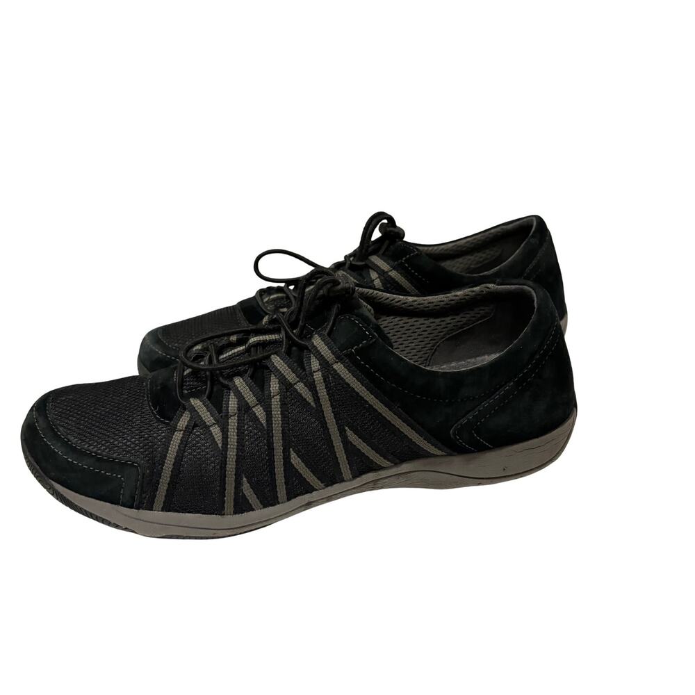Dansko Comfort Walking Shoes Black Gray Leather Mesh Lace Womens 9.5 -10 EU 40